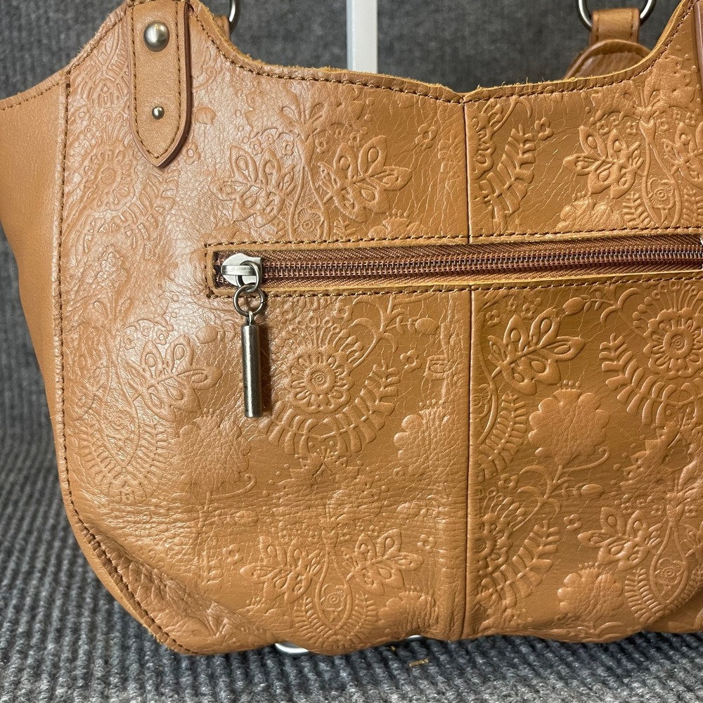 The Sak Bolinas Embossed Leather Shoulder Bag Tan Boho Tooled Western NWOT - Picture 5 of 16